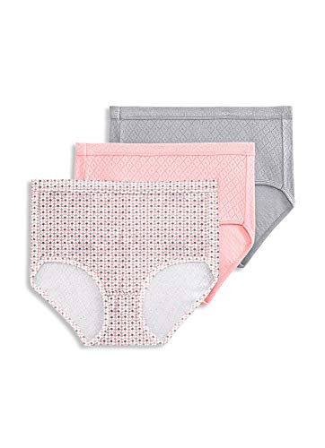 Jockey Women's Underwear Elance Breathe Brief - 3 Pack, Silver Fox/Spotty Dot/Blushing Rose, 8
