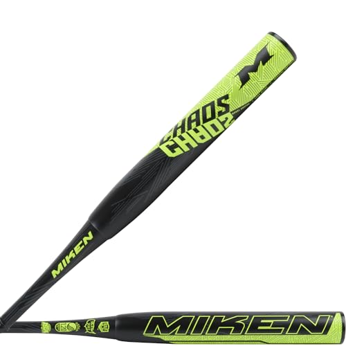 Miken Exclusive 2021 Chaos All Association Slowpitch Softball Bat, 14 inch barrel length, 27 inch, Black/ Optic Yellow