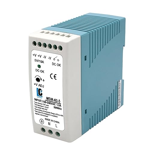 LCLCTC 5V Power Supply MDR 60W Din rail (Input:100-240VAC,Output:5VDC,50/60HZ) Power Supply Adapter Transformer Switch Switching 5vdc
