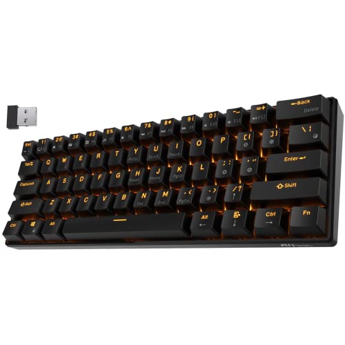 RK ROYAL KLUDGE RK61 Wireless 60% Triple Mode BT5.0/2.4G/USB-C Mechanical Keyboard, 61 Keys Wireless Mechanical Keyboard, Compact Gaming Keyboard w/Software (Hot Swappable Brown Switch, Black)