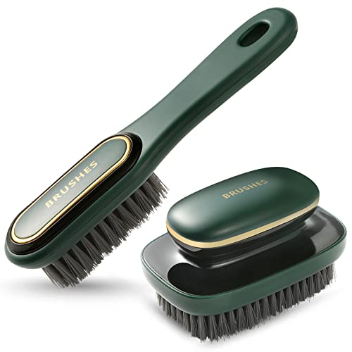 Household Cleaning Washing Brush Ergonomic Handle Durable Bristles Grout Cleaner Brush Scrubber Bathroom Shower Tile Kitchen Floor Bathtub Floor pack2 (Green)