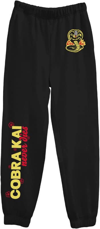 Ripple Junction Cobra Kai Never Dies Logo Womens Fleece Jogger Sweatpants Officially Licensed Black Medium
