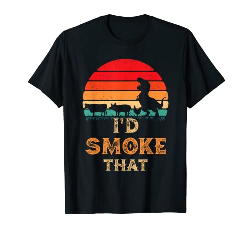 I'd Smoke That Vintage BBQ Meat Smoker Grill Dinosaurus T-Shirt