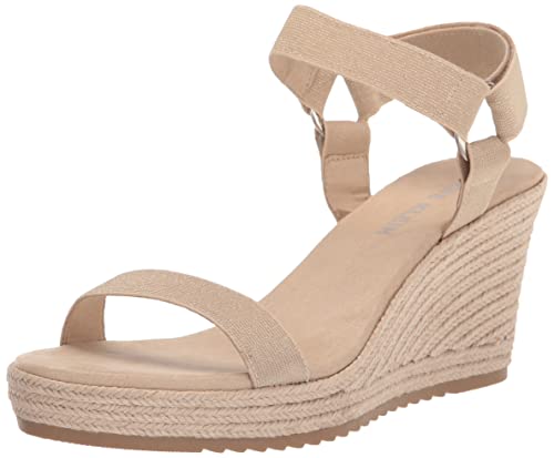 Anne Klein Women's WIT Wedge Sandal, Natural/Platinum, 8