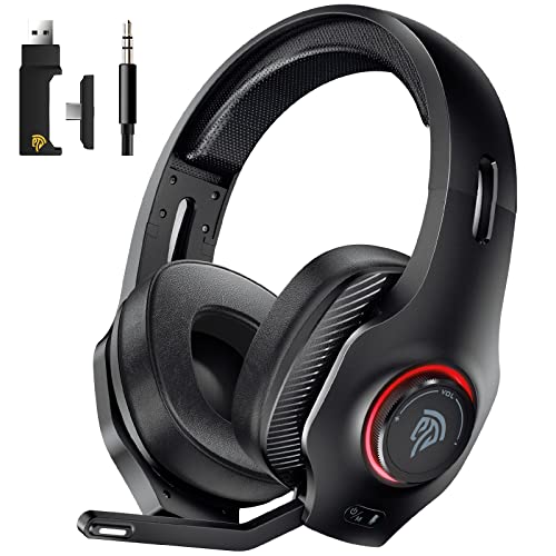 EasySMX Wireless Gaming Headset 2.4GHz with 7.1 Surround Sound Deep Bass & Retractable Noise Canceling Microphone, 2 in 1 Receiver, RGB Automatic Gradient Lighting, Suitable for PS4/PS5, PC, Switch