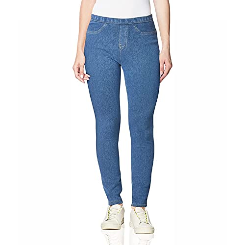 No nonsense Classic Leggings-Jeggings for Women with Real Back Pockets, High Waisted Stretch Jeans, Light Denim, Small