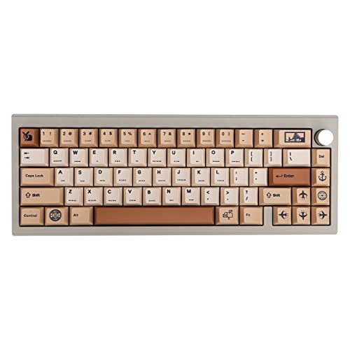 SUEHIODHY CIDOO V65 V2 65% Mechanical Keyboard,Hot Swappable Wired/Bluetooth 5.0/2.4G Wireless Keyboard with RGB Light Programmable Volume Knob for Windows Laptop PC Gamer(Retro Grey Keyboard)