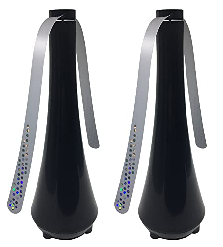 PATIOSIR Fly Swatter Fan for Outside or Inside Meal, Picnic Fan for Table Use, Fly Fans for Tables, Barbeque, Events, Battery Operated Food Spinning Fan(Black Color 2pcs)