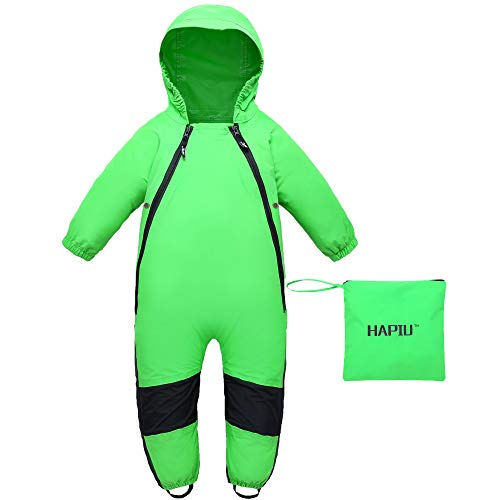 HAPIU Kids Toddler Rain Suit Muddy Buddy Waterproof Coverall,Green,12M,Original