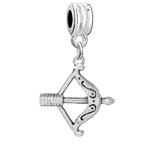 Sexy Sparkles Bow and Arrow Charm Bead Spacer Compatible for Most European Snake Chain Bracelets