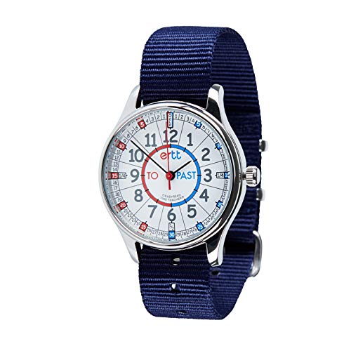 EasyRead Time Teacher Kids Waterproof Watch - Boys & Girls Time Teacher Watch - Kids Analog Watch - 3 Step Time Teacher Kids Watch - Past/to Red Blue Face & Easy to Read Dial - Navy