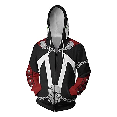 CHLOBLOM Superhero Hoodie Al Simmons Costume 3D Printed Zipper Jacket for Unisex (X-Large, Black)