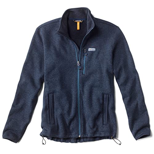 Orvis Recycled Sweater Fleece Jackets for Men Made with Soft Lightweight Anti-Pilling Fiber with Secure Zip Pockets, Ink - L