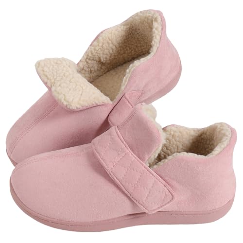 Zizor Women's Ivy Adjustable House Shoes Indoor Outdoor (Pink, Size 8)
