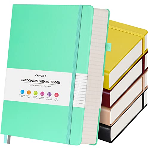 5 Pack College Ruled Notebook, 312 Numbered Pages Thick Notebooks Bulk, 100gsm No Bleed Paper Hardcover Leather Journal, Lined Journal Notebook Set for Women Men School Office, A5, Multicolor