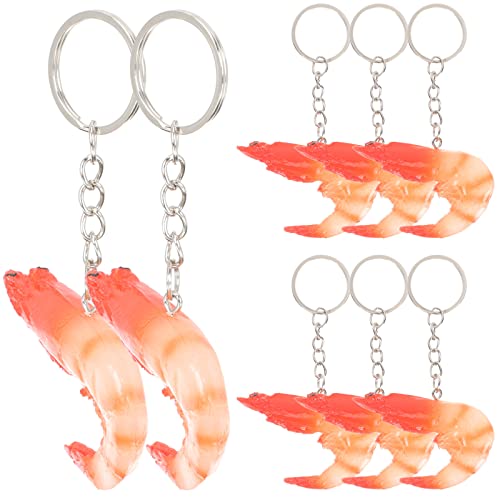 LUOZZY 8 Pcs Simulation Shrimp Keychains Realistic Shrimp Keychain Pendant for Bag Backpack Keychain