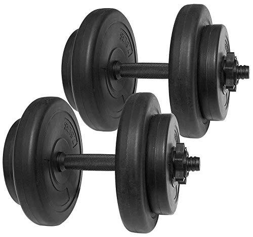 BalanceFrom Fitness 40 Pound 14 Item All Purpose Vinyl Weight Dumbbell Set with 2.5 Pound and 7.5 Pound Weights and Collar Locks, Black
