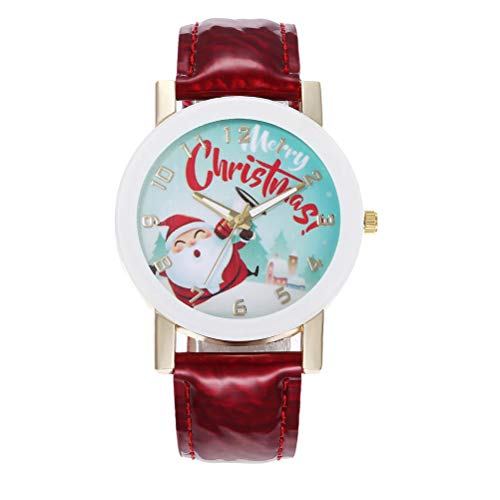 Christmas Watches for Women Gifts, Christmas Santa Women Watch Quartz Watch Leather Watch for Ladies Christmas Gifts for Girls