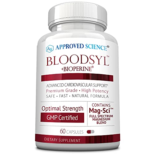 Approved Science Bloodsyl - Blood Pressure and Cholesterol Support - Hawthorne, Magnesium, BioPerine - 60 Vegan Friendly Capsules - 1 Bottle