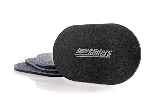 Super Sliders 5 3/4' x 9 1/2' Oval Reusable Furniture for Hard Surfaces - Effortless Moving and Surface Protection, Gray (4 Pack)
