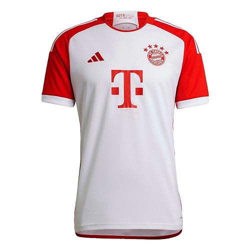 adidas Men's Soccer Bayern Munich 23/24 Home Jersey (as1, Alpha, l, Regular, Regular) White/Red