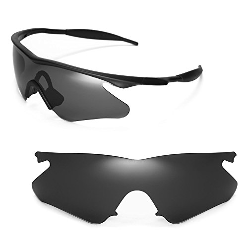 Walleva Replacement Lenses for Oakley M Frame Heater Sunglasses - Multiple Options Available (Black - Polarized)