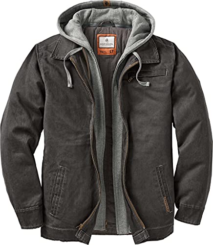 Legendary Whitetails Men's Standard Dakota Jacket Full Zip Up Winter Coat Rugged Waxed Cotton Canvas Outerwear Hooded Trucker Western Style Clothing, Tarmac, Large