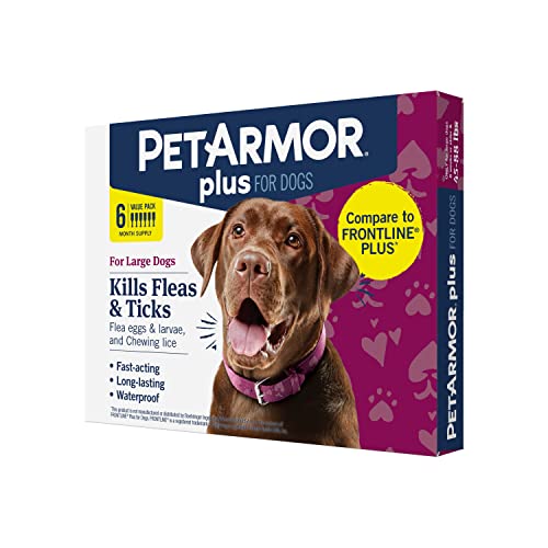 PetArmor Plus for Dogs, Flea and Tick Prevention for Large Dogs (45-88 Pounds), Includes 6 Month Supply of Topical Flea Treatments
