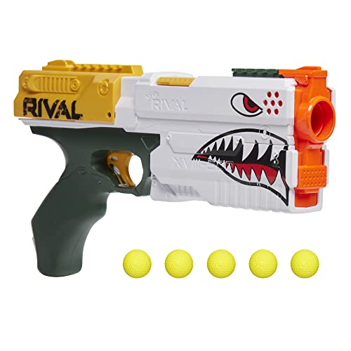 NERF Rival Kronos XVIII-500 Blaster, Breech-Load, 5 Nerf Rival Rounds, Spring Action, 90 FPS Velocity, White Color Design, Ages 14+ (Amazon Exclusive)