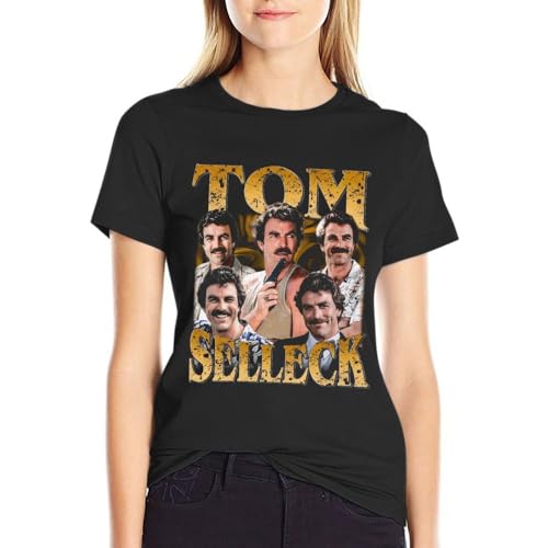 Tom Actor Selleck Shirt Women's Casual Summer Short Sleeve Graphic T Shirts Vintage Basic Tees Tops