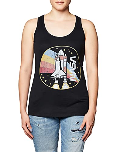 SAN womens Retro Rocket Logo Ideal Racerback Graphic Tank Top T Shirt, Black, X-Large US