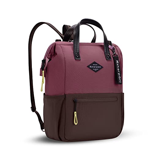 Sherpani Dispatch, Convertible Backpack Tote, Travel Backpack, Crossbody Bags for Women, Laptop Backpack, Fits 13 Inch Laptop (Rosewood)