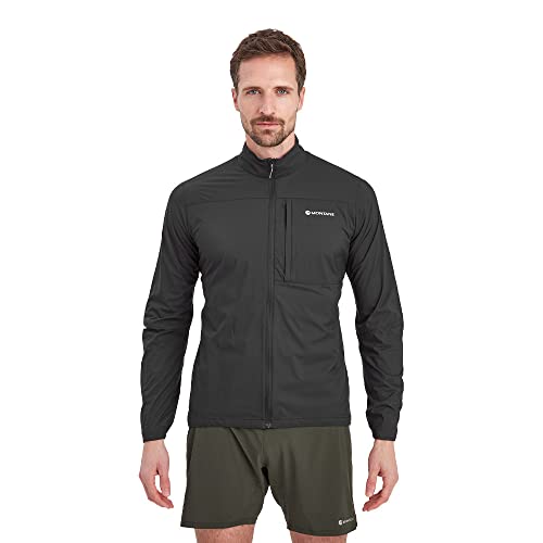 Montane Men's Featherlite Lightweight Packable Windproof Jacket for Trail Running & Hiking - Black - Large