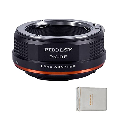 PHOLSY Lens Mount Adapter Compatible with Pentax K PK Lens to Canon EOS RF-Mount Camera Body for EOS R8, R50, R6 Mark II, R7, R10, R3, R5, EOS R5C, EOS R6, EOS R, EOS RP