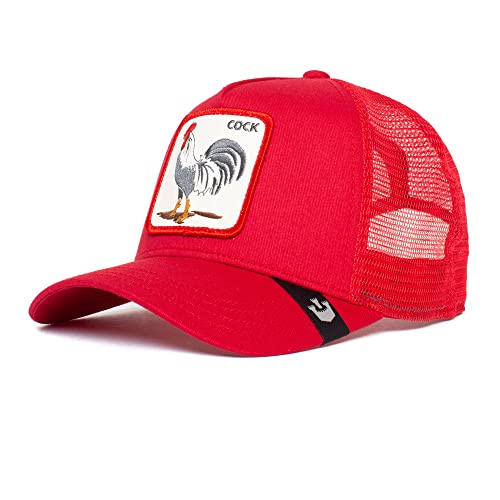 Goorin Bros. The Farm Adjustable Mesh Trucker Hat for Men and Women, Red (Rooster Truckin), One Size