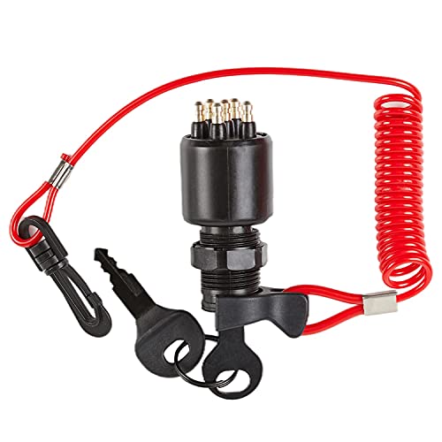 KALANBAY 175974 5005801 Ignition Switch & Key Assembly with Safety Lanyard, Fits for OMC Johnson Evinrude 40-200HP Outboard Motor