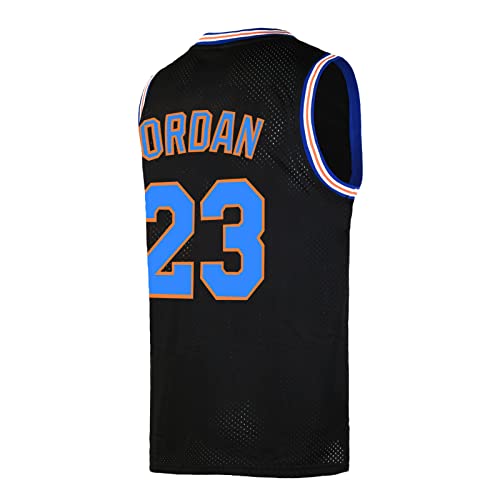 OTHERCRAZY Mens Basketball Jersey #23 Space Movie Jersey S-XXL White/Black/Blue (Black, Large)