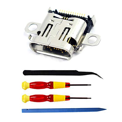 Bestdealing Replacement Type C Port Power Charging Charger Cocket DC Jack Socket Connector for Nintendo Switch for Nintendo Switch NS Console with Screwdrivers Tweezer Pry Repair Tool Kit (1 PACK)