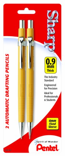 Pentel Sharp Automatic Drafting Pencils, 0.9 mm, Black, Pack Of 2
