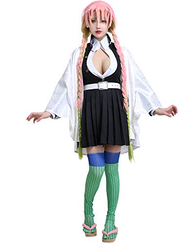 miccostumes Women's White Haori Black Uniform Cosplay Costume Full Set (M, Multicolored)