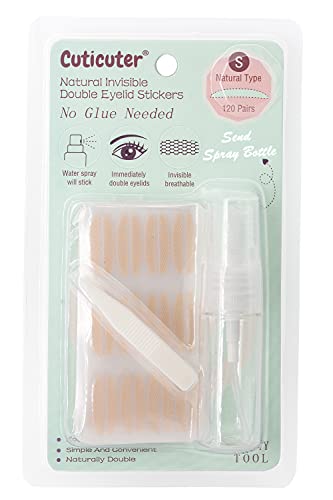 Waterproof Invisible Double Eyelid Tape - 120 Pieces Natural Fiber Eyelid Lifter Strips, Eye Lift Tape for Droopy Lids, Hooded Eyes