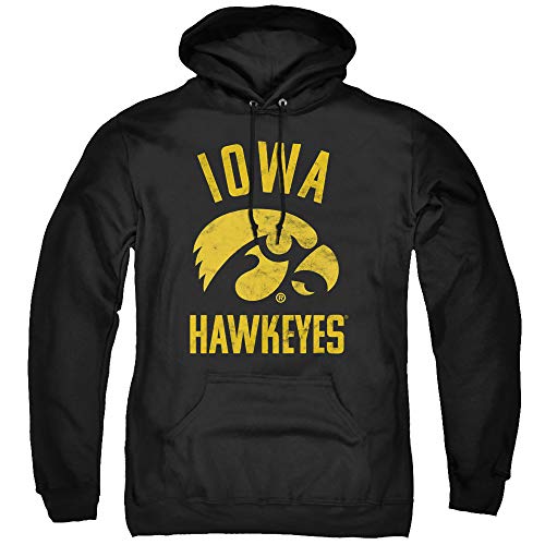 University of Iowa Official Hawkeyes Logo Unisex Adult Pull-Over Hoodie ,Black, X-Large