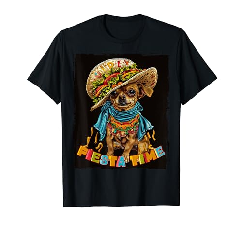 Cute Chihuahua Dog Cinco De Mayo Mexican Tacos Fiesta T-Shirt