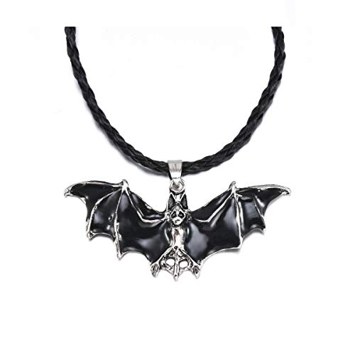 Caiyao Vintage Black Bat Pendant Necklace Exaggerating Animal Punk Necklace for Men Boys