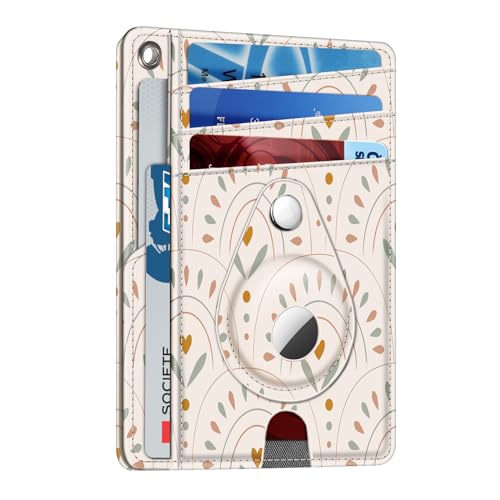 SITHON Slim Minimalist Front Pocket Wallet with Built-in Case Holder for Airtag, RFID Blocking Credit Card Holder with ID Window for Air Tag Wallet Case Cases for Men Women (Z-Heart Arch)