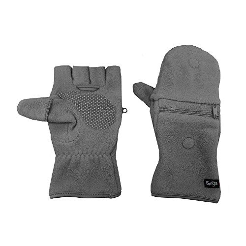 Sprigs Multi Mitt Fingerless Gloves With Adjustable Top & Cell Phone Pocket - Charcoal