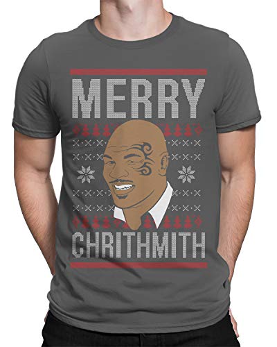 Retta Merry Chrithmith Mike Tyson Ugly Christmas Men's T-Shirt Large Charcoal