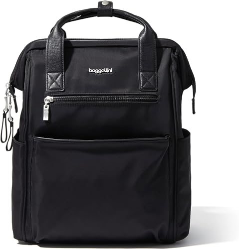 Baggallini Soho Backpack - Travel Laptop Backpack for Women - Lightweight Water-Resistant Luggage Bag, Black