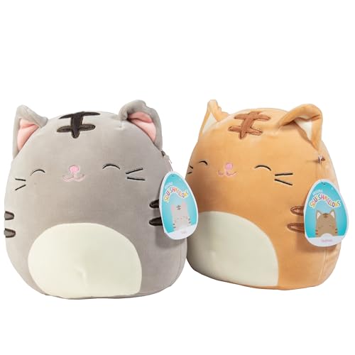 SQUISHMALLOW 8' Grey or Orange Cat - Assorted Single Plush - Receive 1 of 2 Pictured Styles - Collectible Soft & Squishy Stuffed Animal Toy - Gift for Kids, Girls & Boys - Official Licensed Kellytoy