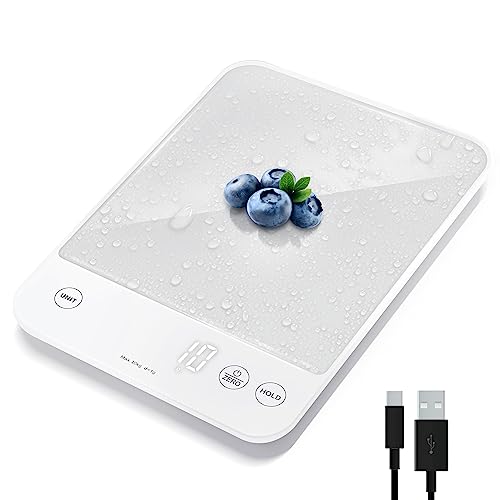 Etekcity Food Kitchen Scale, 22lb Digital Weight Scale Grams and Ounces Rechargeable Waterproof Tool for Weight Loss, Cooking, Baking, Meat, Bread, Large 0.05oz/1g Accuracy